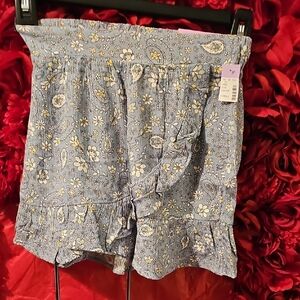 Girls NWT Floral Blue Ruffle Skirt Size XSmall
